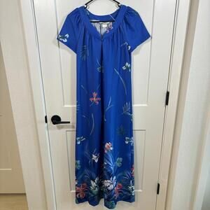 VTG Women’s Liberty House Hawaii Blue Hawaiian Mumu Dress Size Small